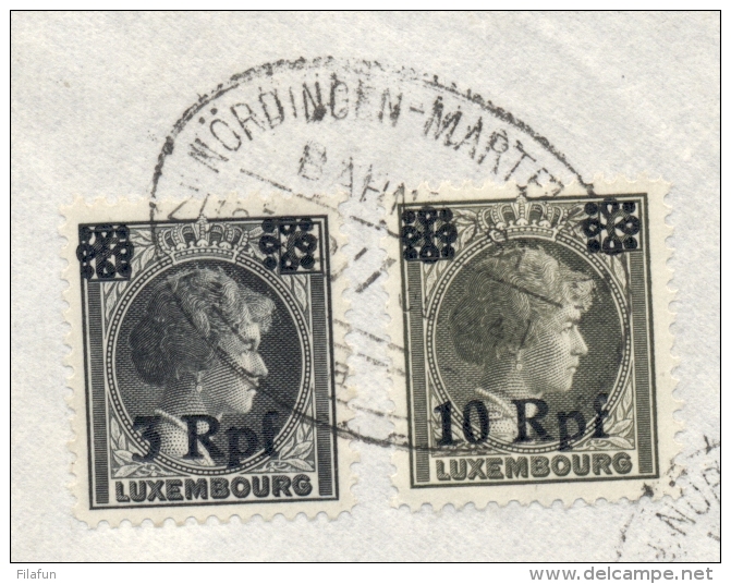 Besetzung Luxembourg - 1940 - 3Rpf &amp; 10Rpf Overprint On Charlotte , Bahnpost Nordingen-Martelingen To Dudelingen - Bezetting 1938-45