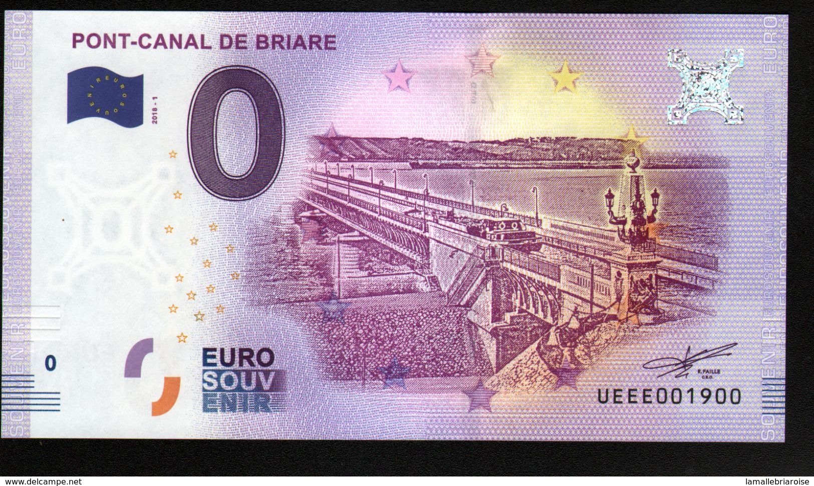 France - Billet Touristique 0 Euro 2018 N° 1900 (UEEE001900/5000) - PONT-CANAL DE BRIARE - Privatentwürfe