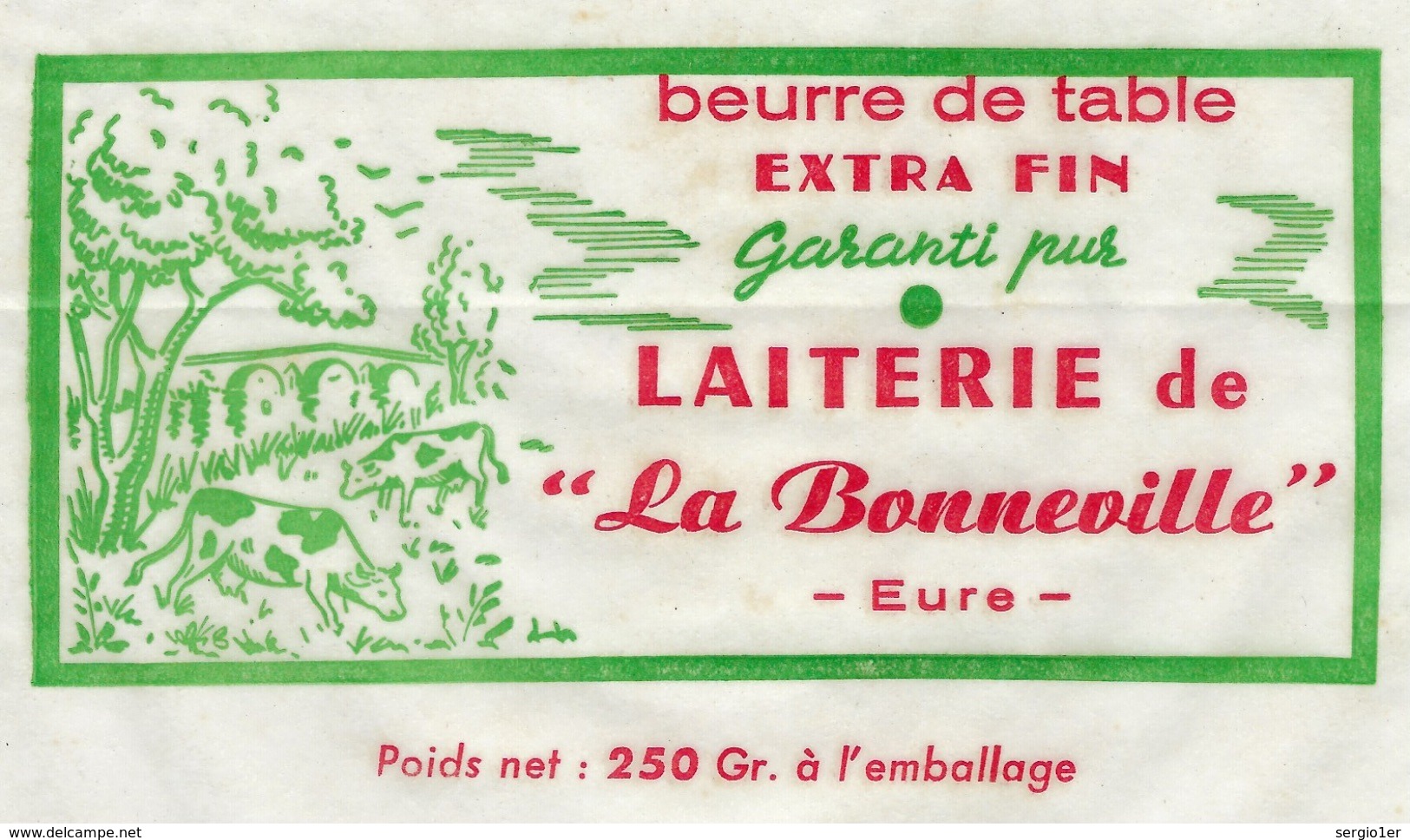 étiquette Fromage    Beurre De Table Extra Fin Laiterie De La Bonneville Eure 27 250grammes - Cheese