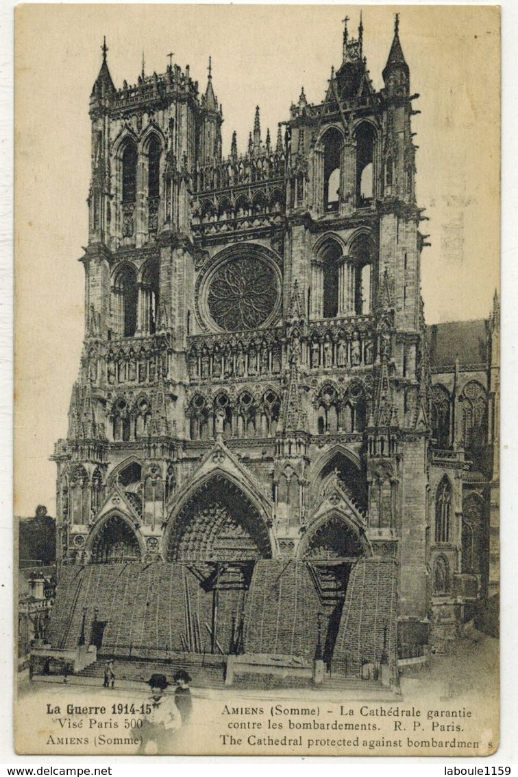 AMIENS SOMME MILITARIA GUERRE 14/18 : La Cathédrale Garantie Contre Les Bombardements Allemands Voyagé MONTDIDIER - Amiens