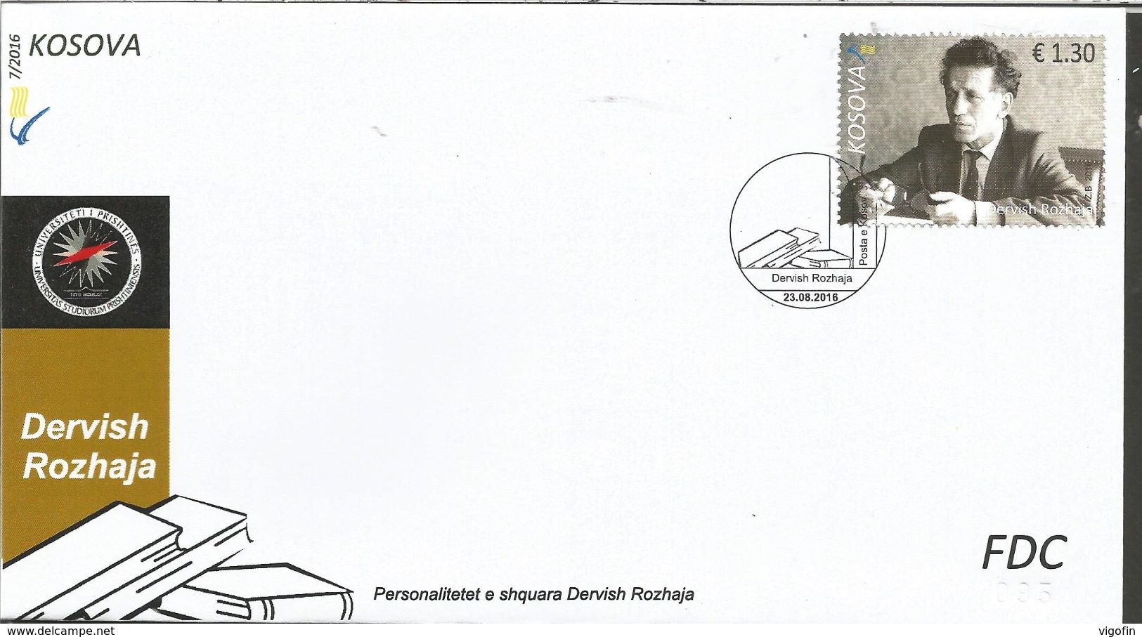 KOS 2016-350 DERVISH ROSHAJA, KOSOVO, FDC - Kosovo