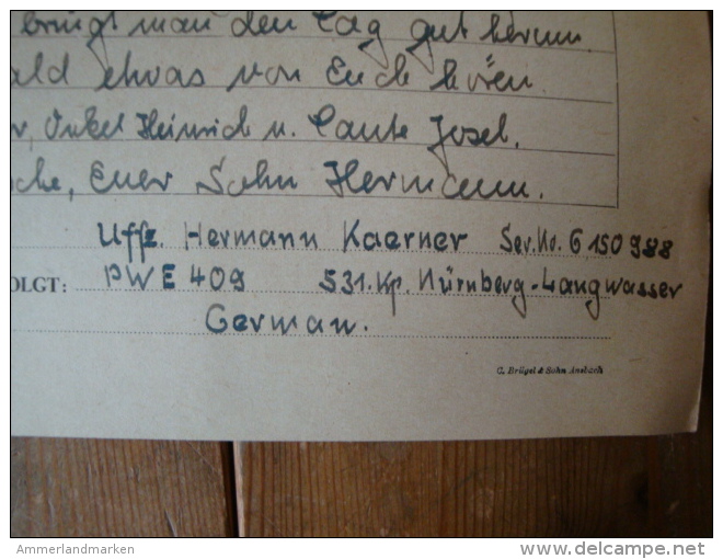 Kriegsgefangenenpost PWE 409 Nürnberg-Langwasser Vom 19.3.46 - Briefe U. Dokumente