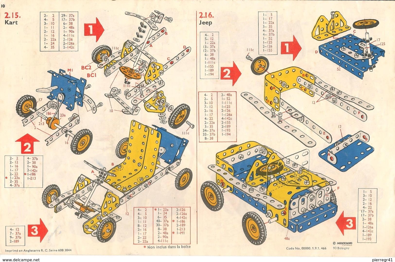 3-NOTICES Vers 1955-MECCANO-MANUEL D INTRO(8p)-BOITE N°2 (10p)BOITE N°4(16p)-BE-Tres Peu Utilisé - Meccano