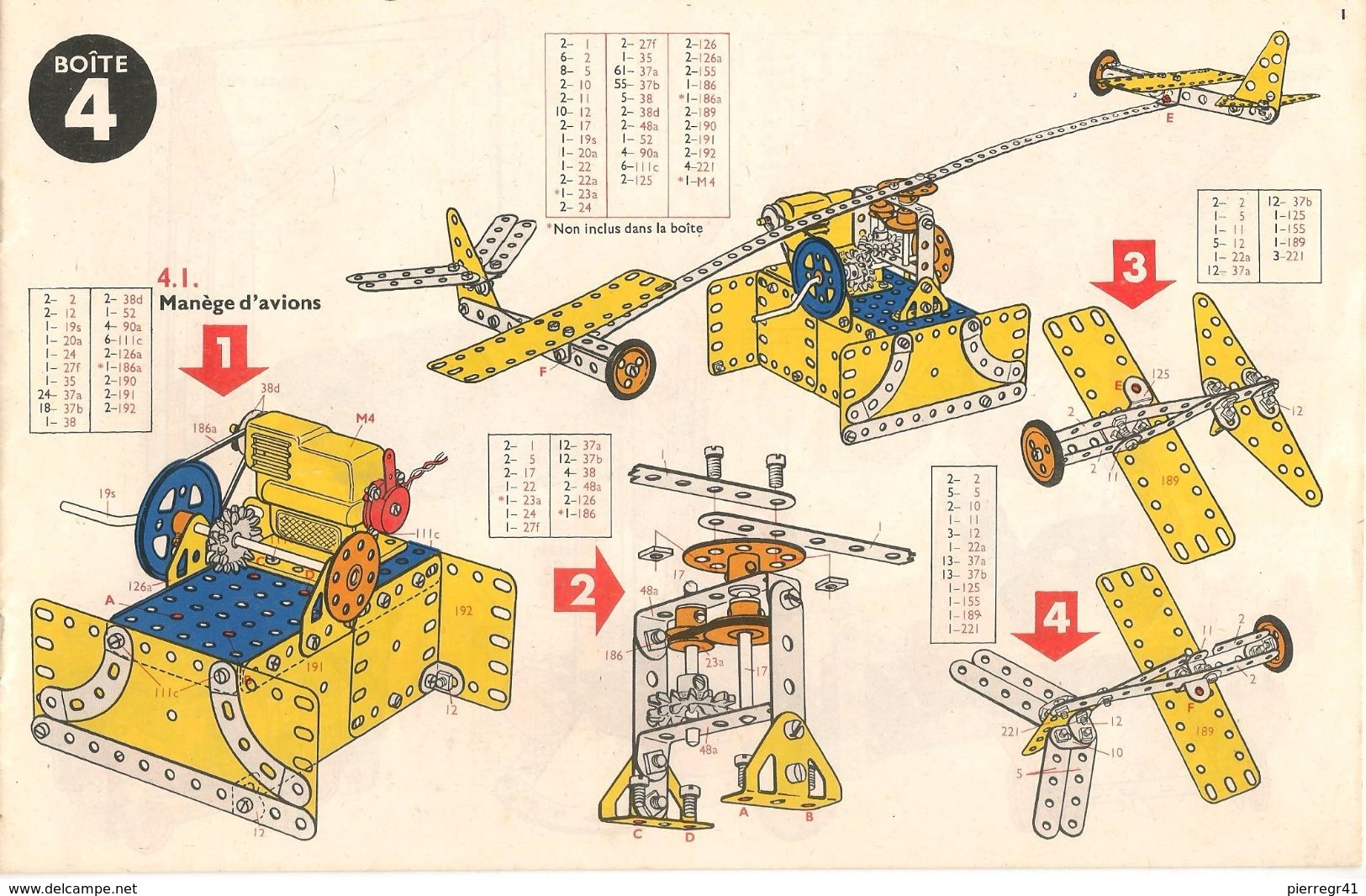 3-NOTICES Vers 1955-MECCANO-MANUEL D INTRO(8p)-BOITE N°2 (10p)BOITE N°4(16p)-BE-Tres Peu Utilisé - Meccano