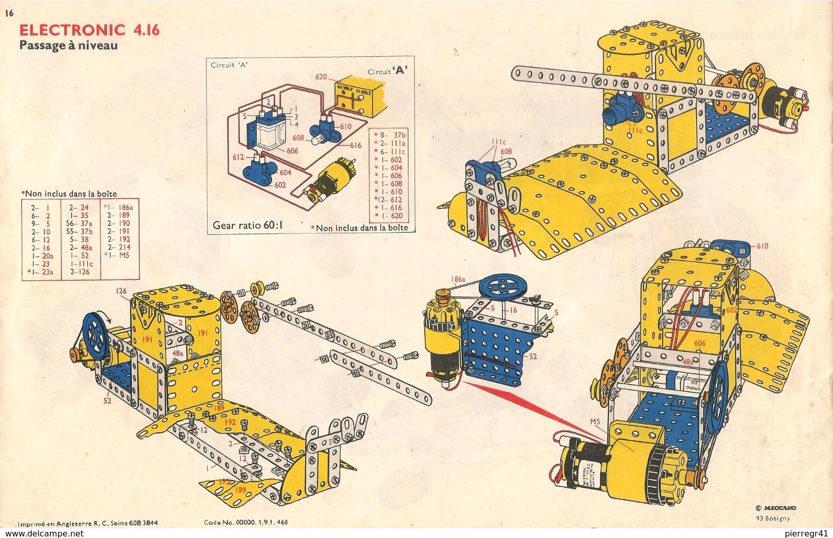 3-NOTICES Vers 1955-MECCANO-MANUEL D INTRO(8p)-BOITE N°2 (10p)BOITE N°4(16p)-BE-Tres Peu Utilisé - Meccano