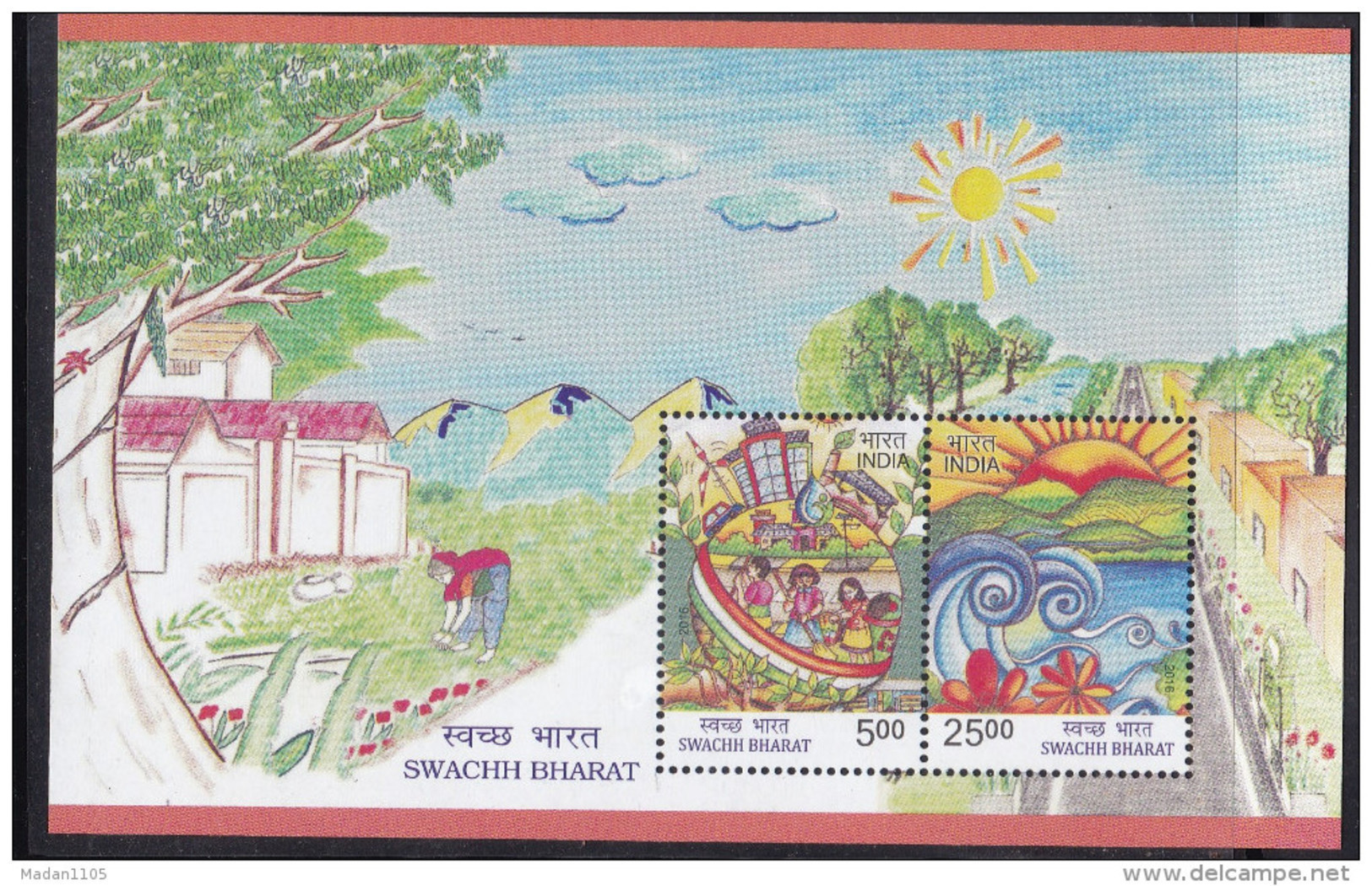 INDIA, 2016, Swachh Bharat,  Cleanliness Drive-Environment, India,, Children, Boat, Miniature Sheet, MNH, (**) - Nuovi