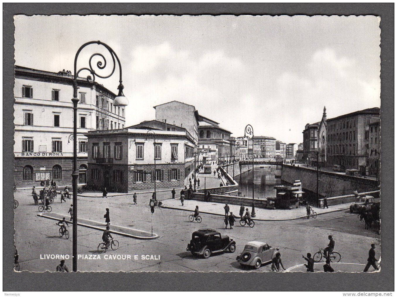 1956 LIVORNO Piazza Cavour E Scali FG V  SEE 2 SCANS Animata Banca Auto D'epoca - Livorno
