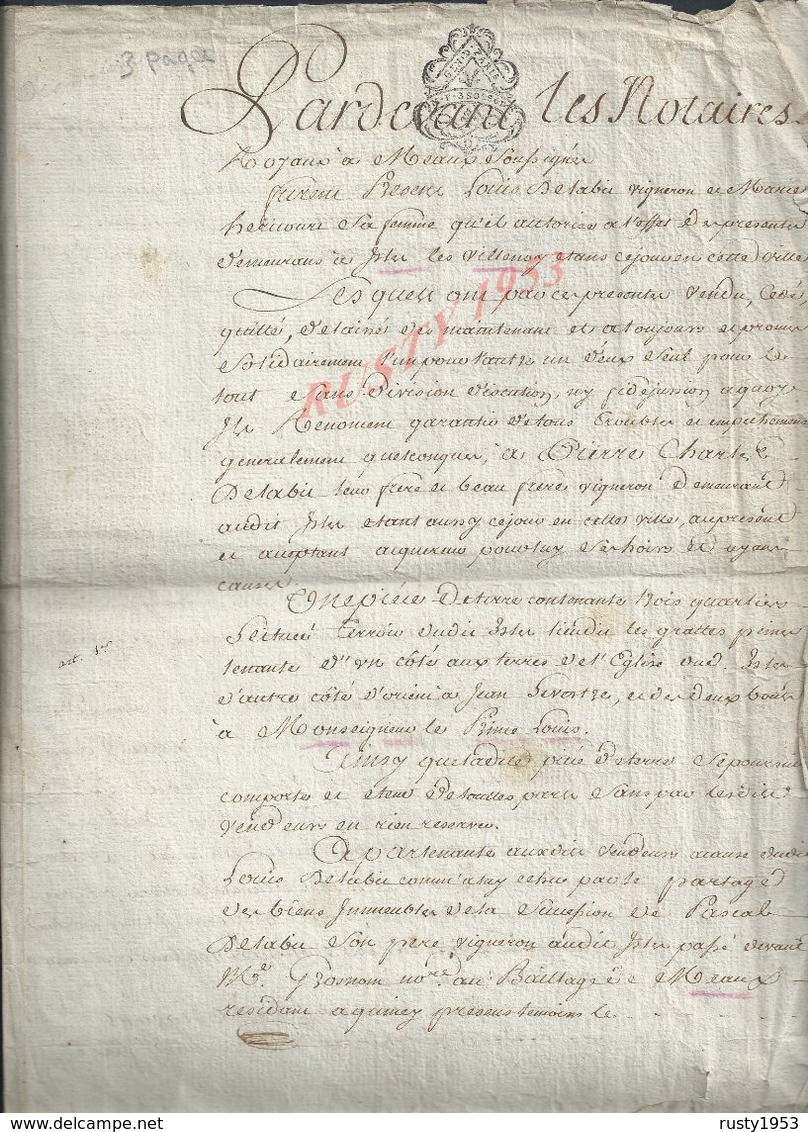 CACHET GÉNÉRALITÉ PARIS ACTE VENTE   ISLES LES VILLENOY X MEAUX LIRE PARLE MONSEIGNEUR PRINCE LOUIS 1786 4PAGES : - Cachets Généralité