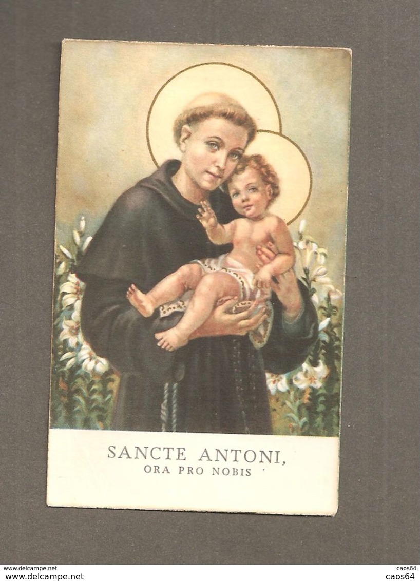 S. ANTONIO  ORA PRO NOBIS - PREGHIERA  FRANCESE - SANTINO ORIGINALE D'EPOCA - Santini