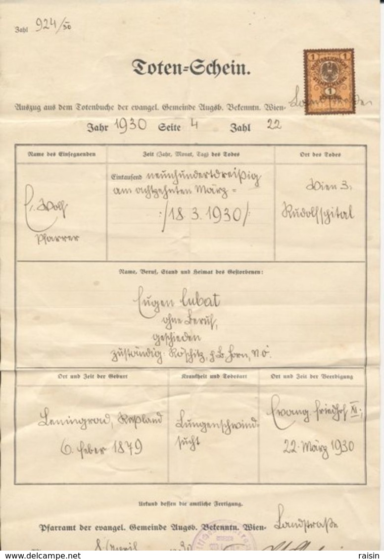 2 Factures De Frais D'obsèques Du 18 Mars 1930 - Oostenrijk