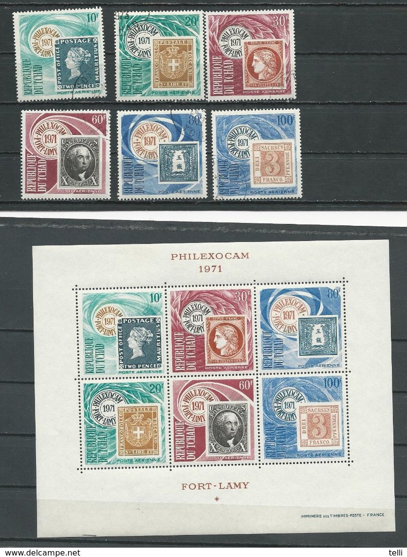 TCHAD  Scott C74, C79, C79a** Yvert PA78-PA83, BF6** (6+bloc) O Et ** Cote 9,50$ 1971 - Tchad (1960-...)