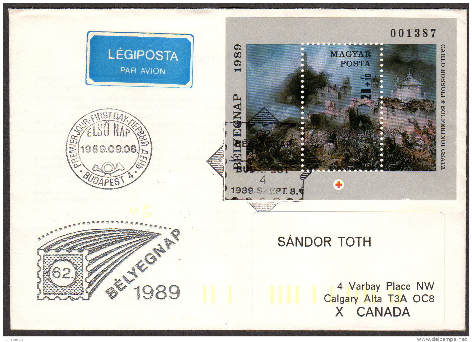 HUN SC #B341 SS 1989 S-P  / Battle Of Solferino, FDC 09-08-1989 - FDC