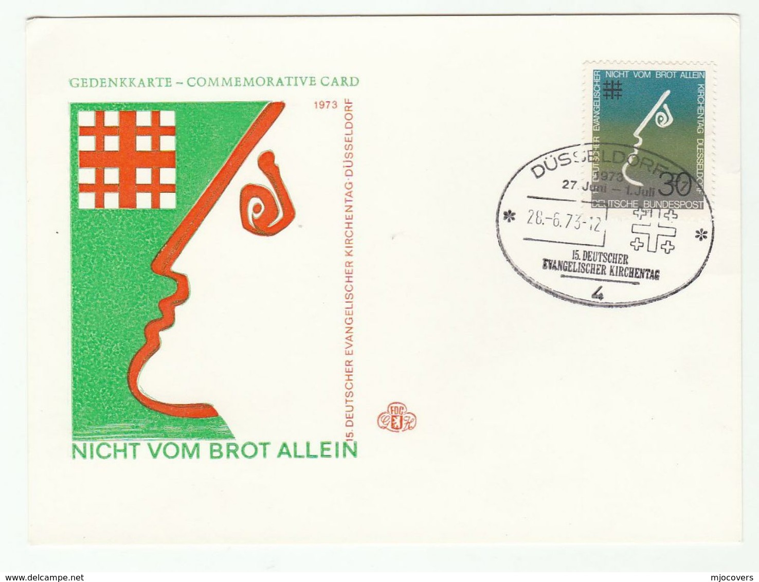 1973 Germany PROTESTANT CHURCH DAY EVENT COVER Card Religion Christianity Stamps Dusseldorf - Christianity