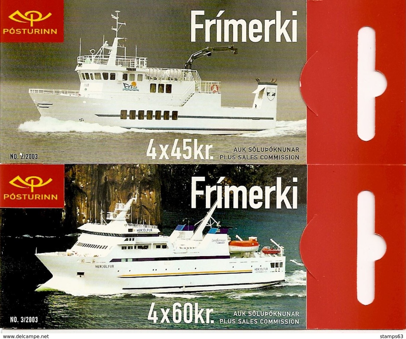 ICELAND, Booklet 67/68, 2003, Ferries, Mi MH 14/15 - Carnets