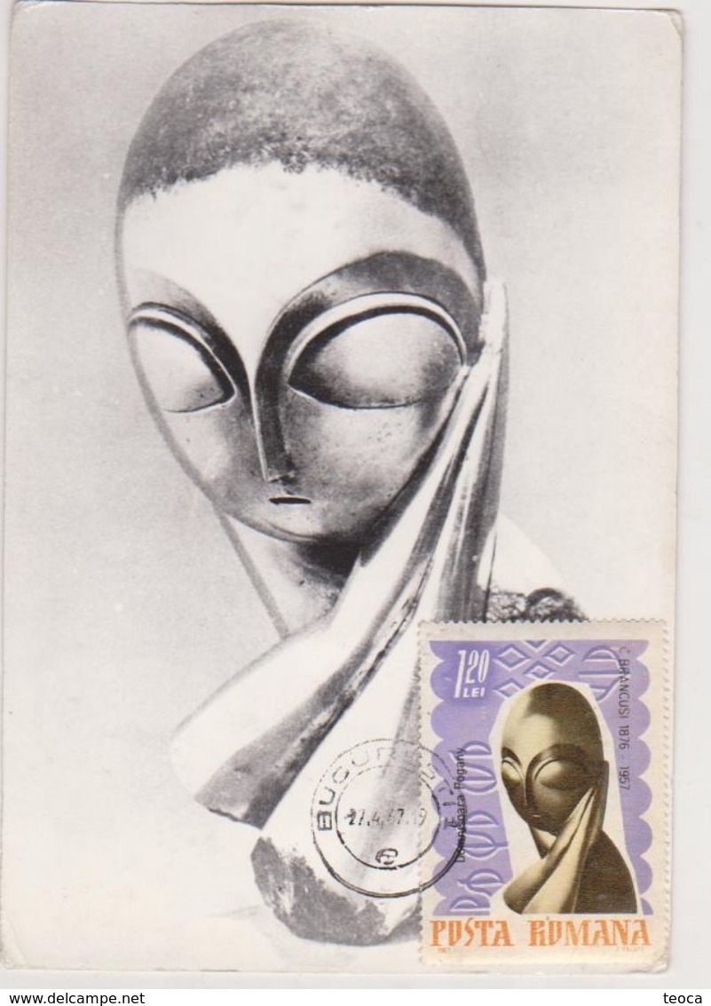 SCULPTURE MAXIMUM CARD  ROUMANIE 1967, CONSTANTIN BRANCUSI DOMNISOARA POGANY - Escultura