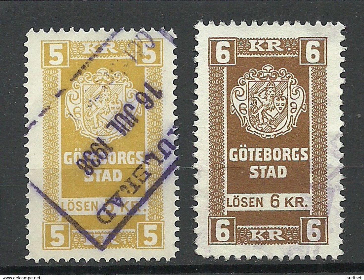 SCHWEDEN Sweden GÖTEBORG Local Old Revenue Tax Stamps O - Local Post Stamps