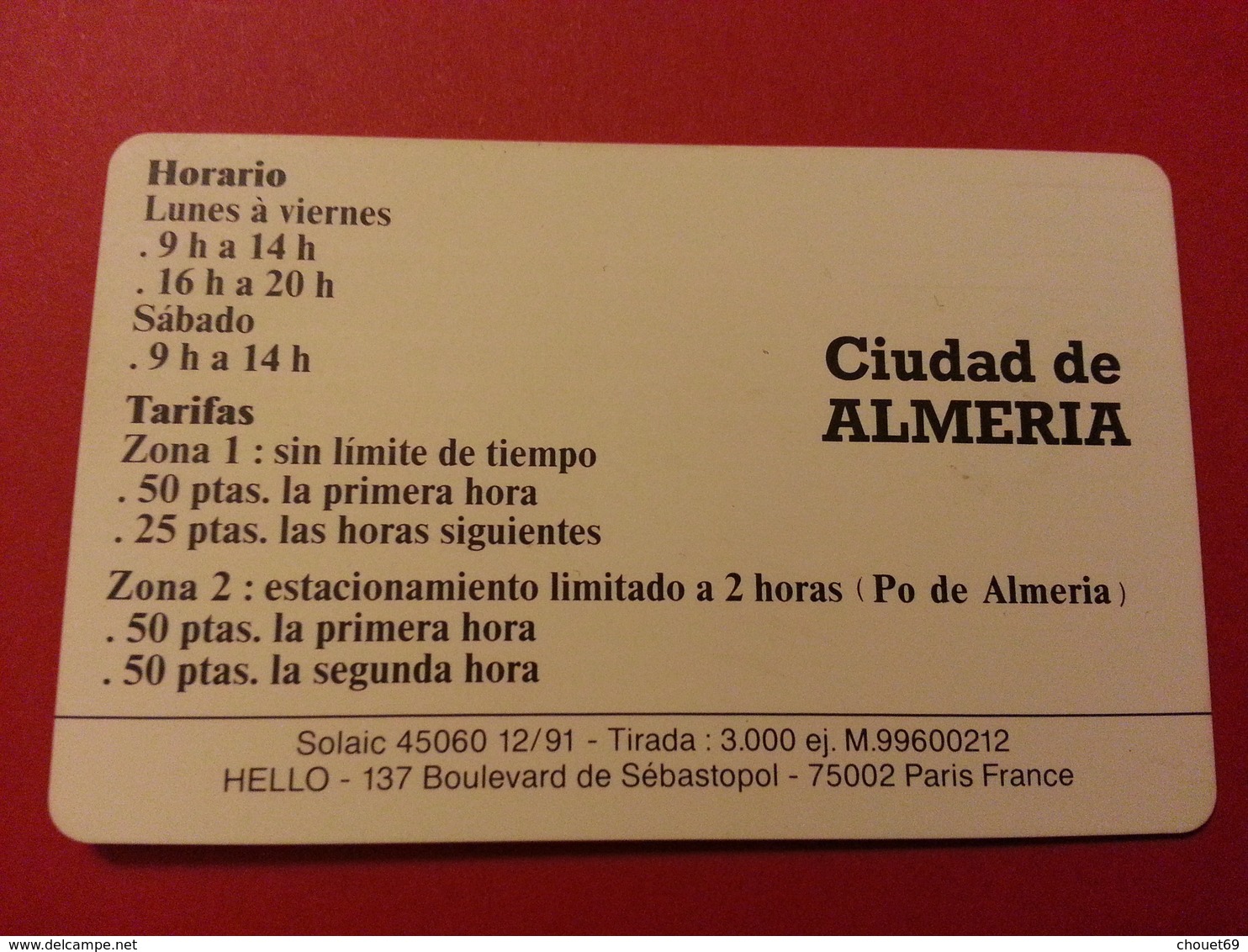 PIAF ALMERIA La Rural Caia Rural - 12/91 - 2000 Ptas - 3000 Exemplaires (BF1217 - Zu Identifizieren