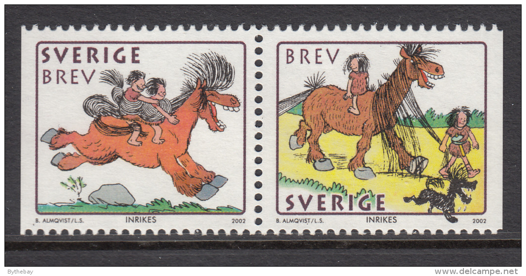 Sweden 2002 MNH Scott #2428 Se-tenant Pair (5k) The Stones Family Year Of The Horse - Unused Stamps
