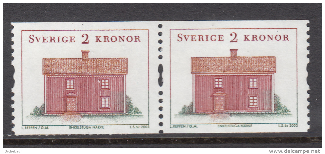 Sweden 2003 MNH Scott #2457 Coil Pair 2k Narke Regional Houses - Unused Stamps
