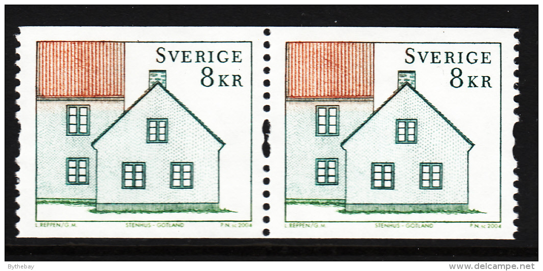 Sweden 2004 MNH Scott #2487 Coil Pair 8k Stone Cottage, Gotland - Ongebruikt