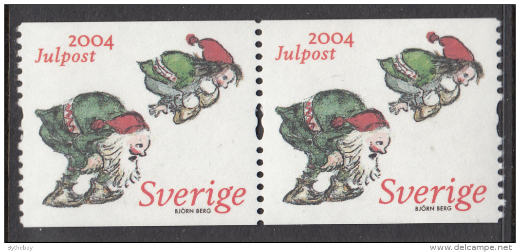 Sweden 2004 MNH Scott #2499 Coil Pair (5k) Gnomes Playing Leapfrog Christmas - Neufs