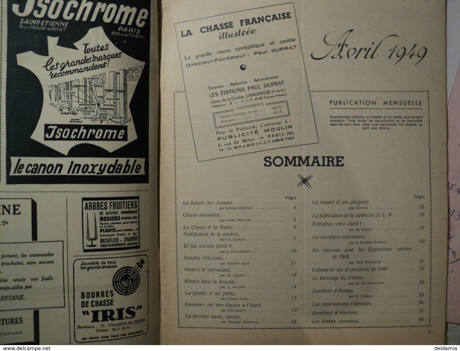 LA CHASSE FRANCAISE ILLUSTREE N°35 D AVRIL 1949 GEORGES BENOIST / HENRY BELLAIS - Chasse & Pêche