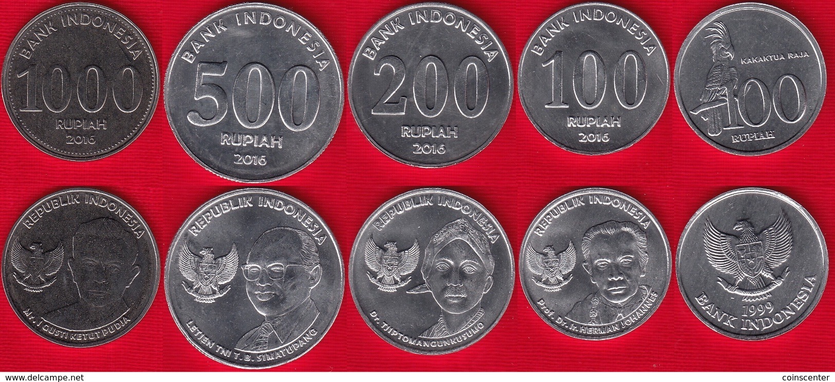 Indonesia Set Of 5 Coins: 100 - 1000 Rupiah 1999-2016 UNC - Indonésie