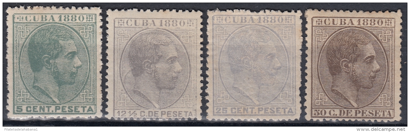 1880-111 CUBA SPAIN ESPAÑA 1880 ALFONSO XII 5c- 50c Ed.56-60 MH. - Voorfilatelie