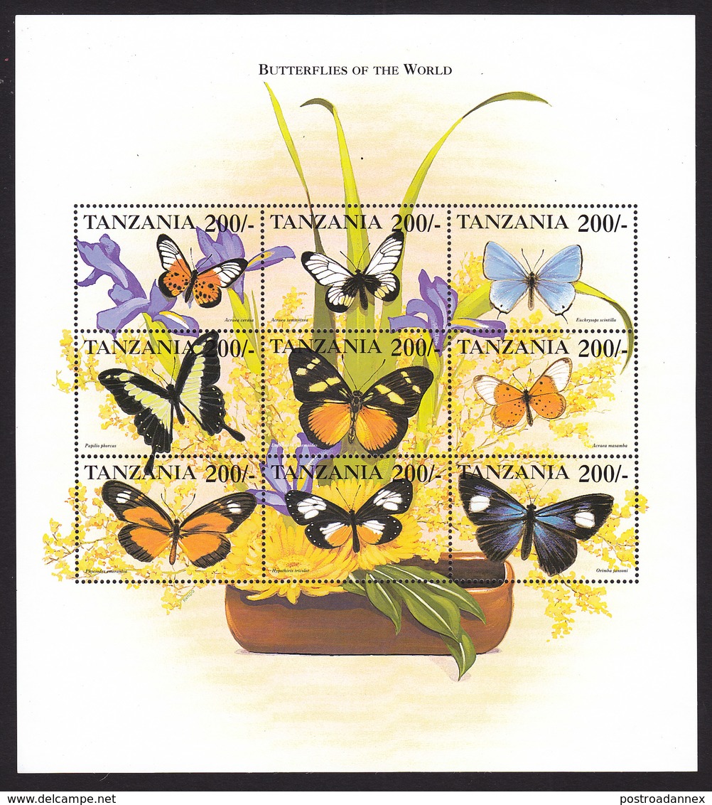 Tanzania, Scott #1788-1789, Mint Never Hinged, Butterflies, Issued 1999 - Tanzania (1964-...)