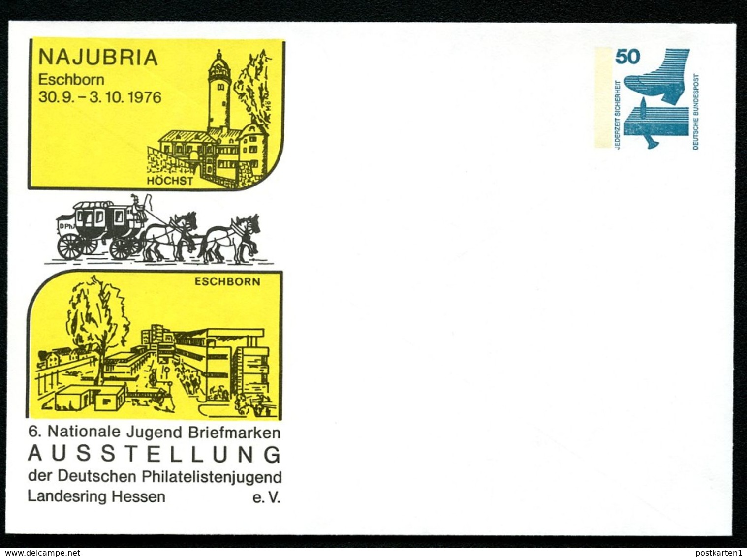 Bund PU65 D2/010 Privat-Umschlag NAJUBRIA ESCHBORN 1976 - Enveloppes Privées - Neuves