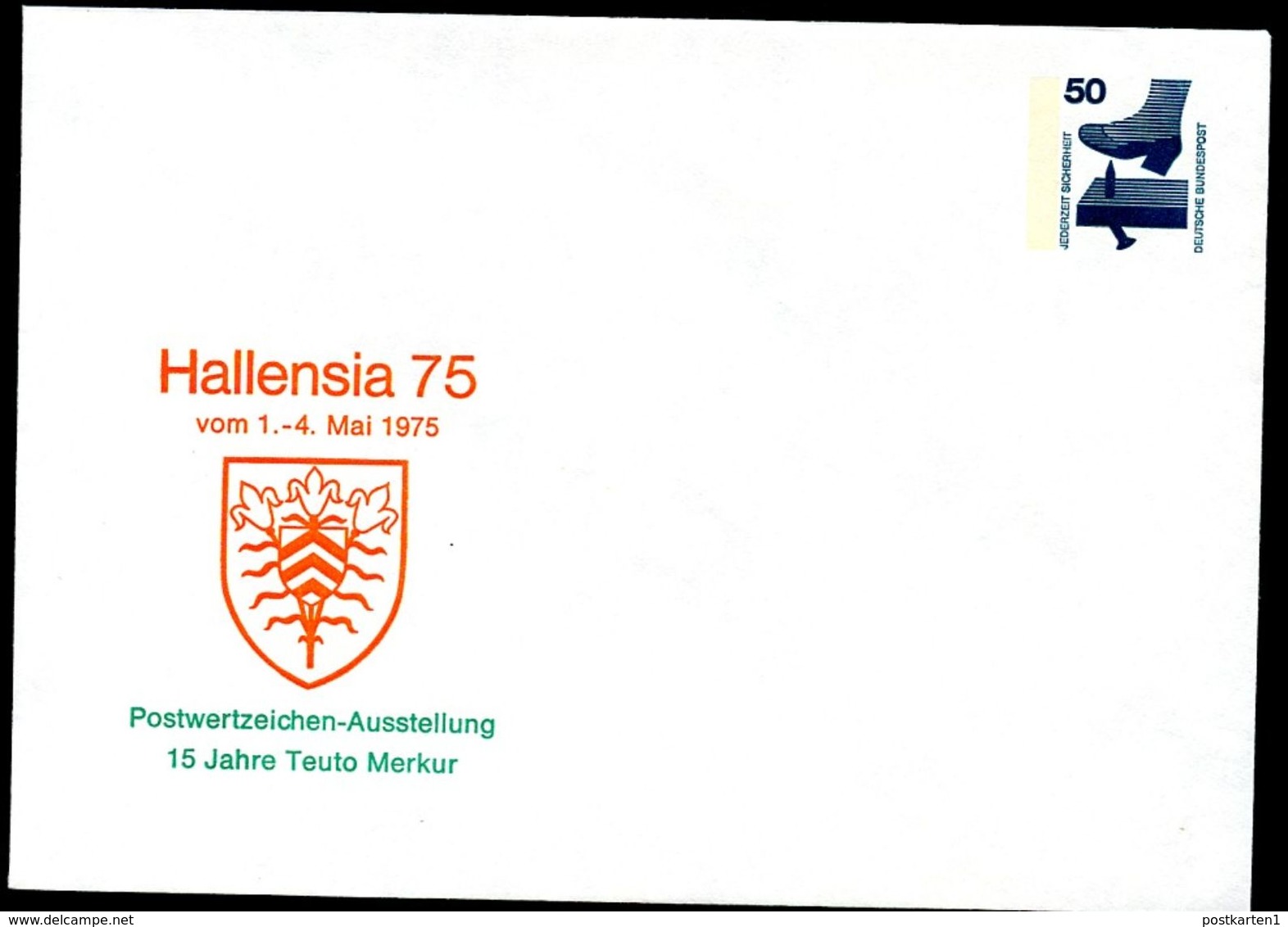 Bund PU65 D2/012 Privat-Umschlag WAPPEN HALLENSIA 1975 - Enveloppes Privées - Neuves