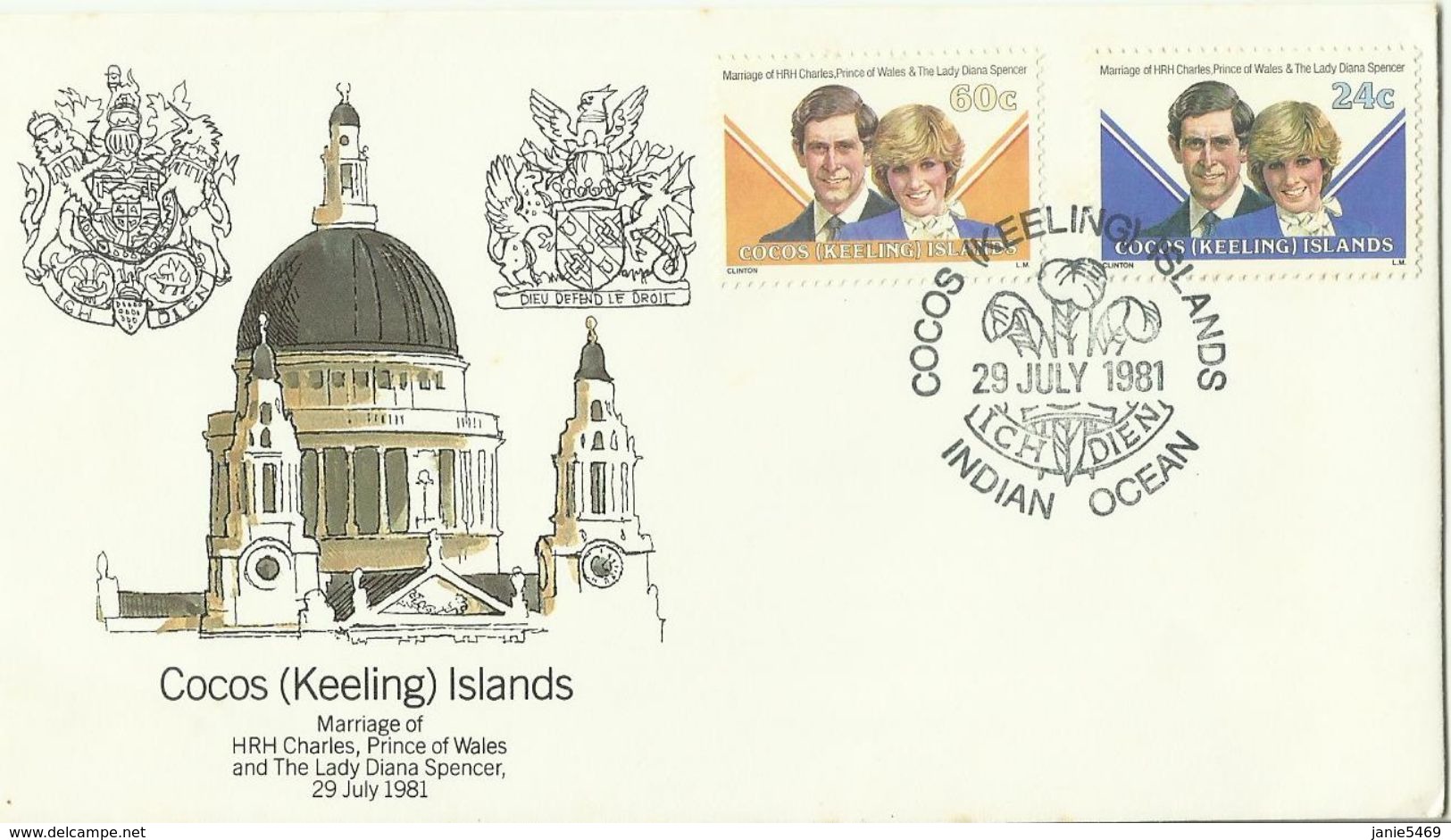 Cocos (keeling) Islands SG 70-71 1981 Royal Wedding ,First Day Cover - Cocos (Keeling) Islands