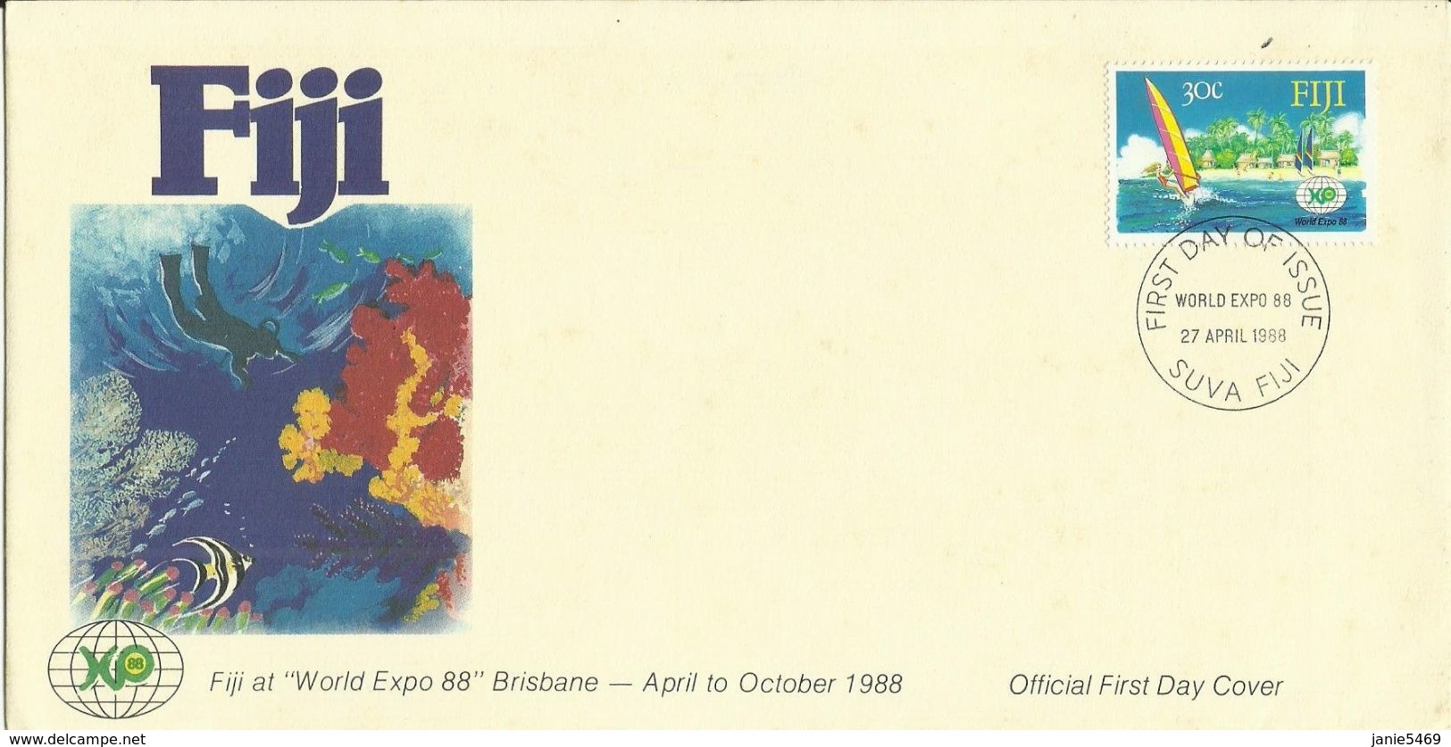 Fiji 1988 World Expo,First Day Cover - Fiji (1970-...)