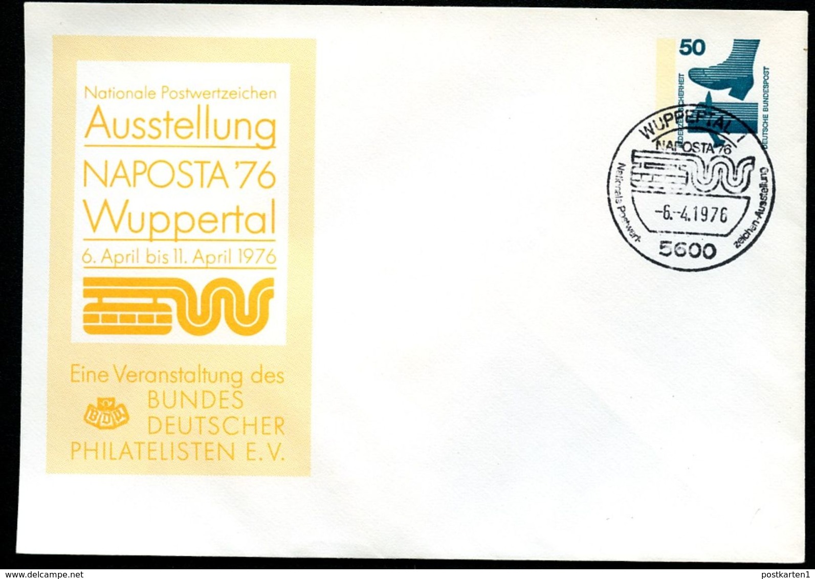 Bund PU65 D2/022a Privat-Umschlag NAPOSTA Sost. Wuppertal 1976  NGK 4,00 € - Enveloppes Privées - Oblitérées