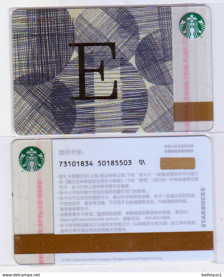 Starbucks China 2017 The English Alphabet Gift Card RMB100 E Word - Chine