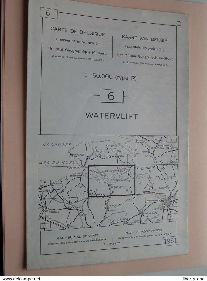 WATERVLIET ( Nr. 6 ) Anno 1962 - Schaal / Echelle / Scale 1: 50.000 ( Stafkaart : Zie Foto's ) ! - Geographical Maps
