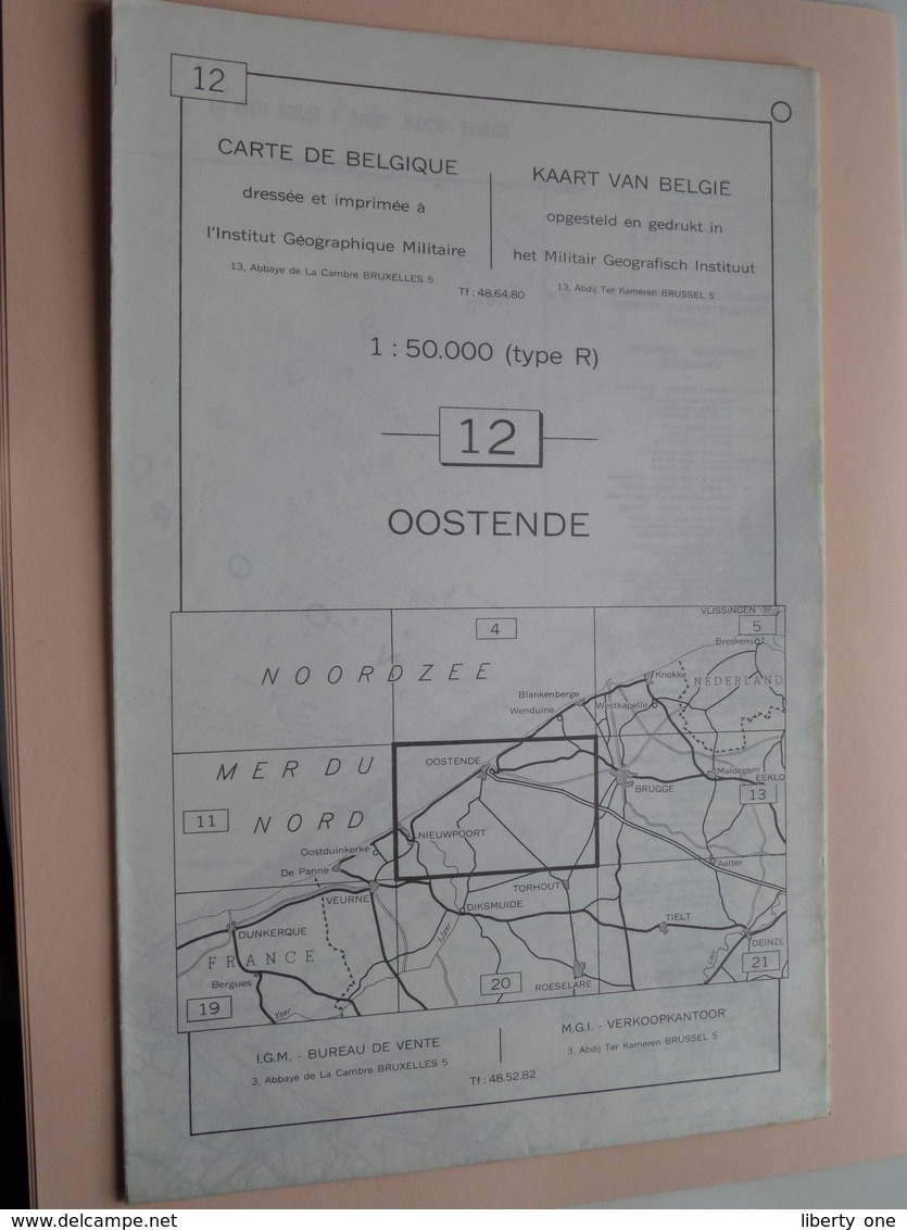 OOSTENDE ( Nr. 12 ) Anno 1962 - Schaal / Echelle / Scale 1: 50.000 ( Stafkaart : Zie Foto's ) ! - Carte Geographique