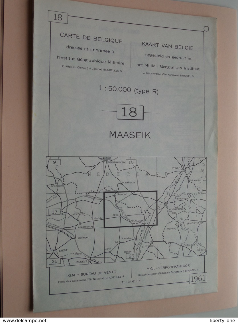 MAASEIK ( Nr. 18 ) Anno 1962 - Schaal / Echelle / Scale 1: 50.000 ( Stafkaart : Zie Foto's ) ! - Landkarten