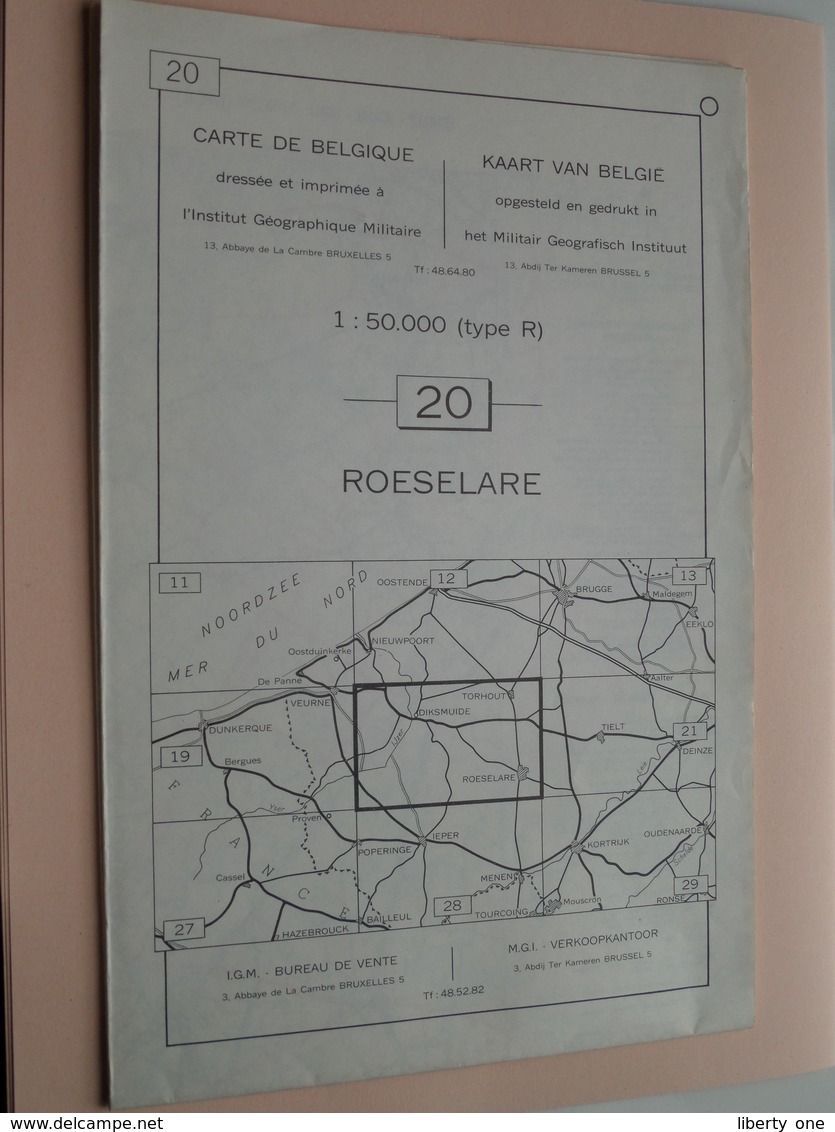 ROESELARE ( Nr. 20 ) Anno 1962 - Schaal / Echelle / Scale 1: 50.000 ( Stafkaart : Zie Foto's ) ! - Geographische Kaarten