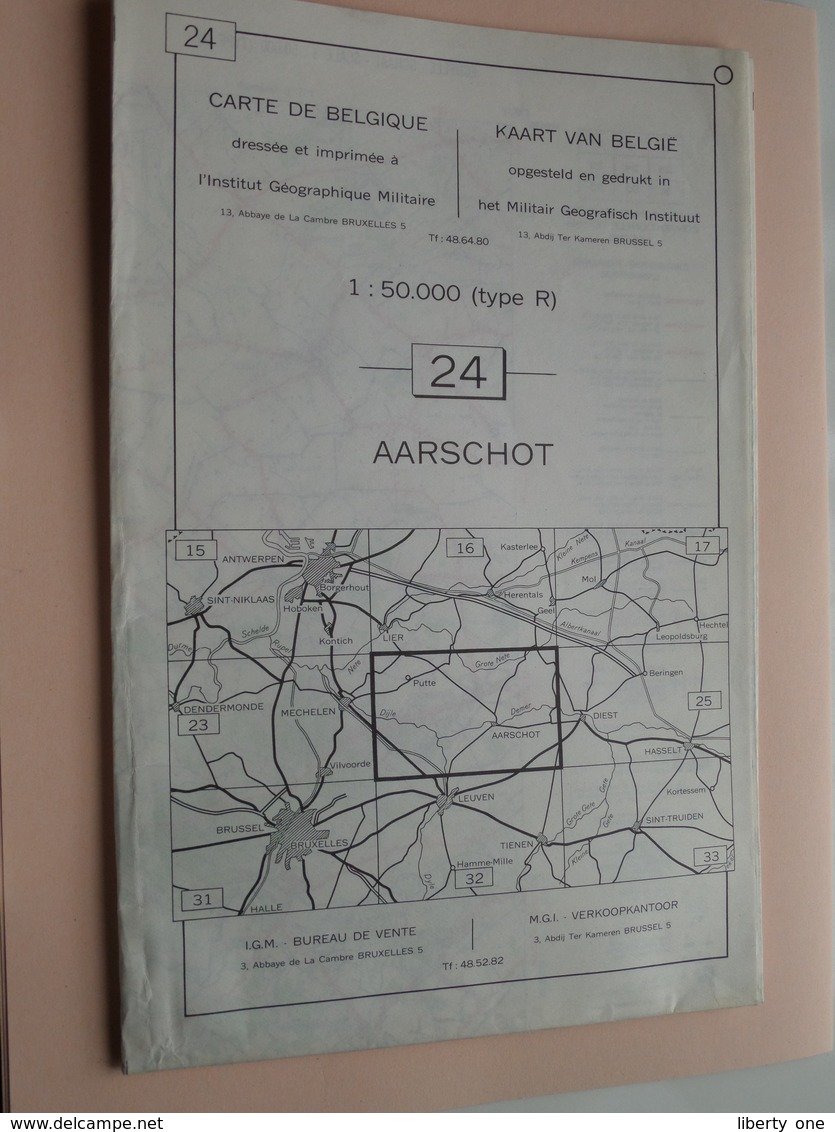 AARSCHOT ( Nr. 24 ) Anno 1962 - Schaal / Echelle / Scale 1: 50.000 ( Stafkaart : Zie Foto's ) ! - Geographische Kaarten