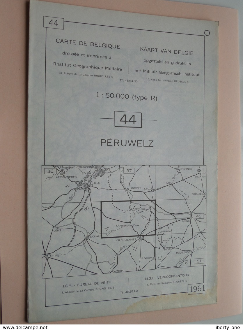 PERUWELZ ( Nr. 44 ) Anno 1962 - Schaal / Echelle / Scale 1: 50.000 ( Stafkaart : Zie Foto's ) ! - Cartes Géographiques