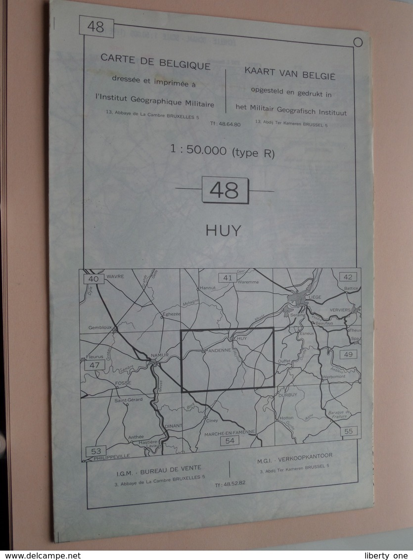HUY ( Nr. 48 ) Anno 1962 - Schaal / Echelle / Scale 1: 50.000 ( Stafkaart : Zie Foto's ) ! - Geographical Maps
