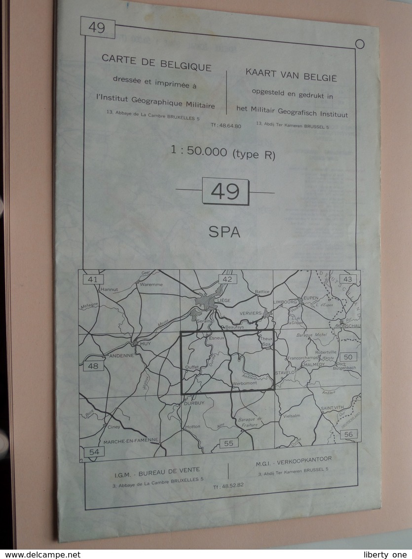 SPA ( Nr. 49 ) Anno 1962 - Schaal / Echelle / Scale 1: 50.000 ( Stafkaart : Zie Foto's ) ! - Geographical Maps