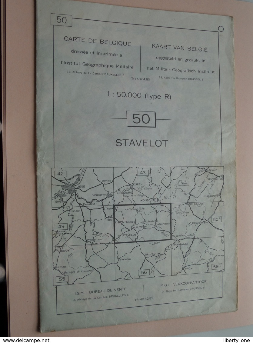 STAVELOT ( Nr. 50 ) Anno 1962 - Schaal / Echelle / Scale 1: 50.000 ( Stafkaart : Zie Foto's ) ! - Cartes Géographiques