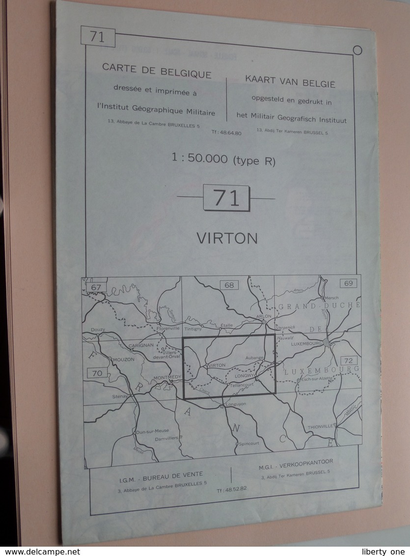 VIRTON ( Nr. 71 ) Anno 1962 - Schaal / Echelle / Scale 1: 50.000 ( Stafkaart : Zie Foto's ) ! - Cartes Géographiques