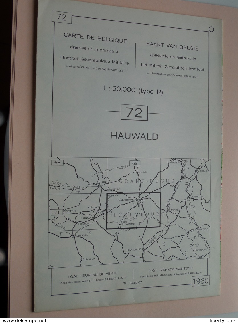 HAUWALD ( Nr. 72 ) Anno 1962 - Schaal / Echelle / Scale 1: 50.000 ( Stafkaart : Zie Foto's ) ! - Cartes Géographiques