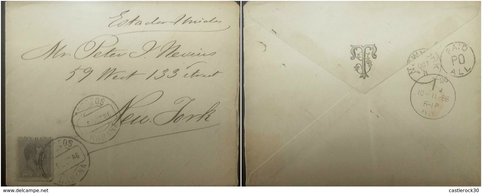 O) 1886 CUBA-CARIBE, KING ALFONSO XII-5 C. DE CENT DE PESETA GRAY SCOTT A15, LACK OF AMOUNT - T , ALL, FROM CARIBE TO NE - Prephilately