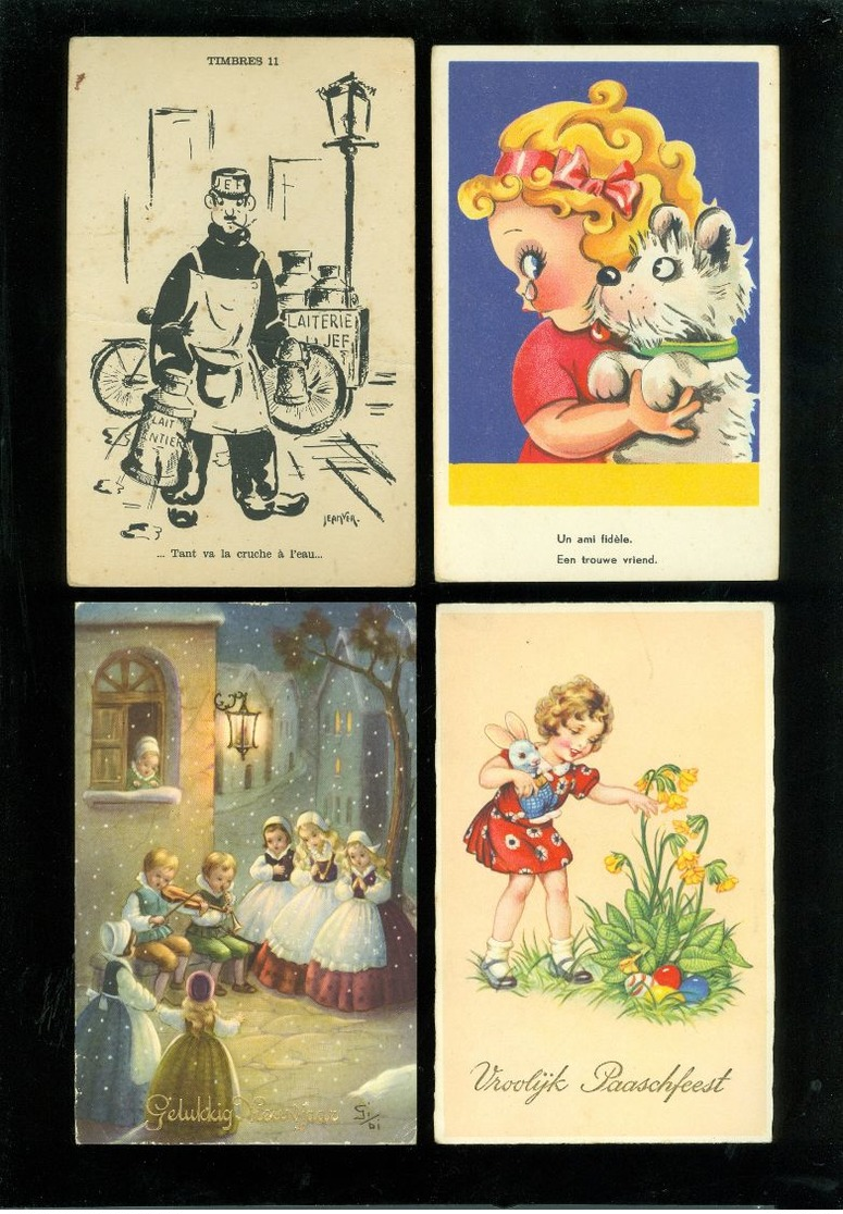 Beau lot de 60 cartes postales de fantaisie ( + humor )     Mooi lot van 60 postkaarten fantasie - 60 scans