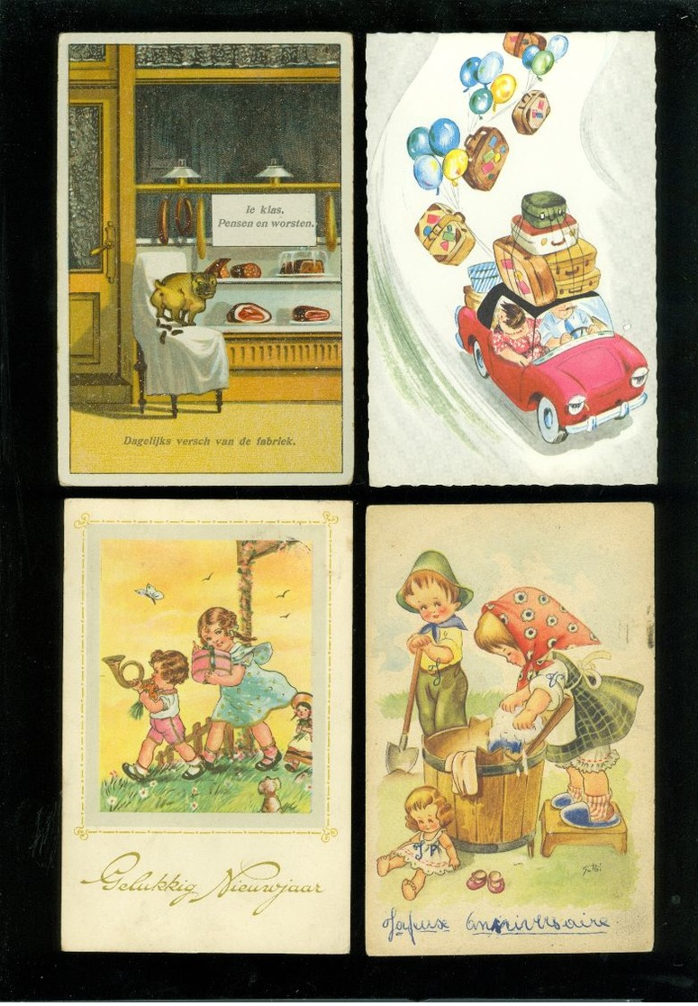 Beau lot de 60 cartes postales de fantaisie ( + humor )     Mooi lot van 60 postkaarten fantasie - 60 scans