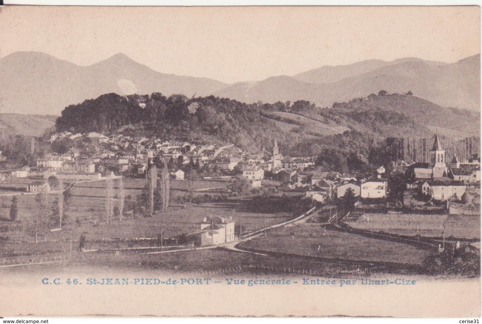 CPA  - 46. ST JEAN PIED DE PORT, Vue Générale, Entrée Par UHART CIZE - Saint Jean Pied De Port